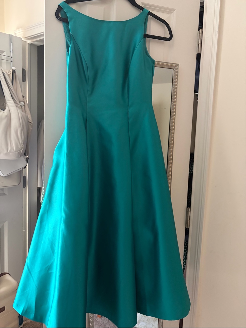 Adrianna Papell Teal Satin Fit-and-Flare Girls Dress